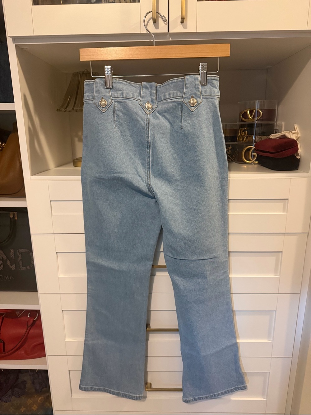 Derek Lam 10 Crosby Light Blue High-Rise Robertson CropSailor-Button Flare Jeans - Picture 8 of 10